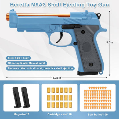 Pistolas de juguete para niños, pistolas de juguete de expulsión semiautomática de conchas que se ven reales, modelo de juguete falso, se dispararon a la pistola de pistola de juguete Best For Kids Boys Grils 8+