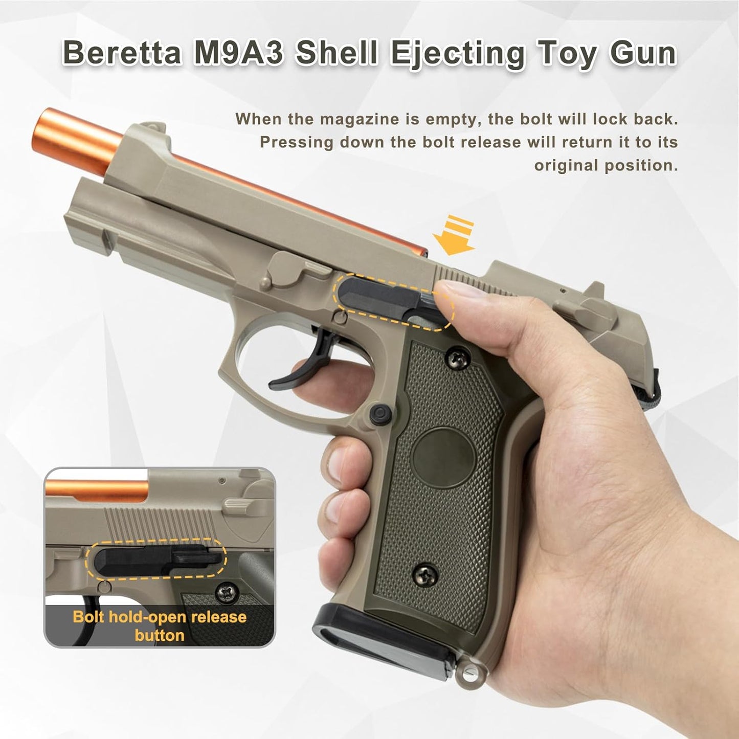 Toy Guns for Boys, semi-automatische shell die speelgoedpistolen uitwerpen die er echt uitzien, nep speelgoedmodel stress shot speelgoedpistool pistool beste cadeau voor kinderen jongens grils 8+