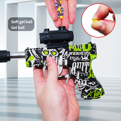 Pistola blaster a palla di gel Glock, confezione da 2, piccola pistola manuale mini blaster al gel giocattolo per gioco di tiro all'aperto